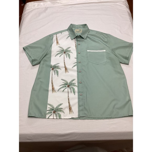 Royaura Hawaiian Men's Shirt XL Palm Tree Print Button Down Short Sleeve Resort - Picture 1 of 6